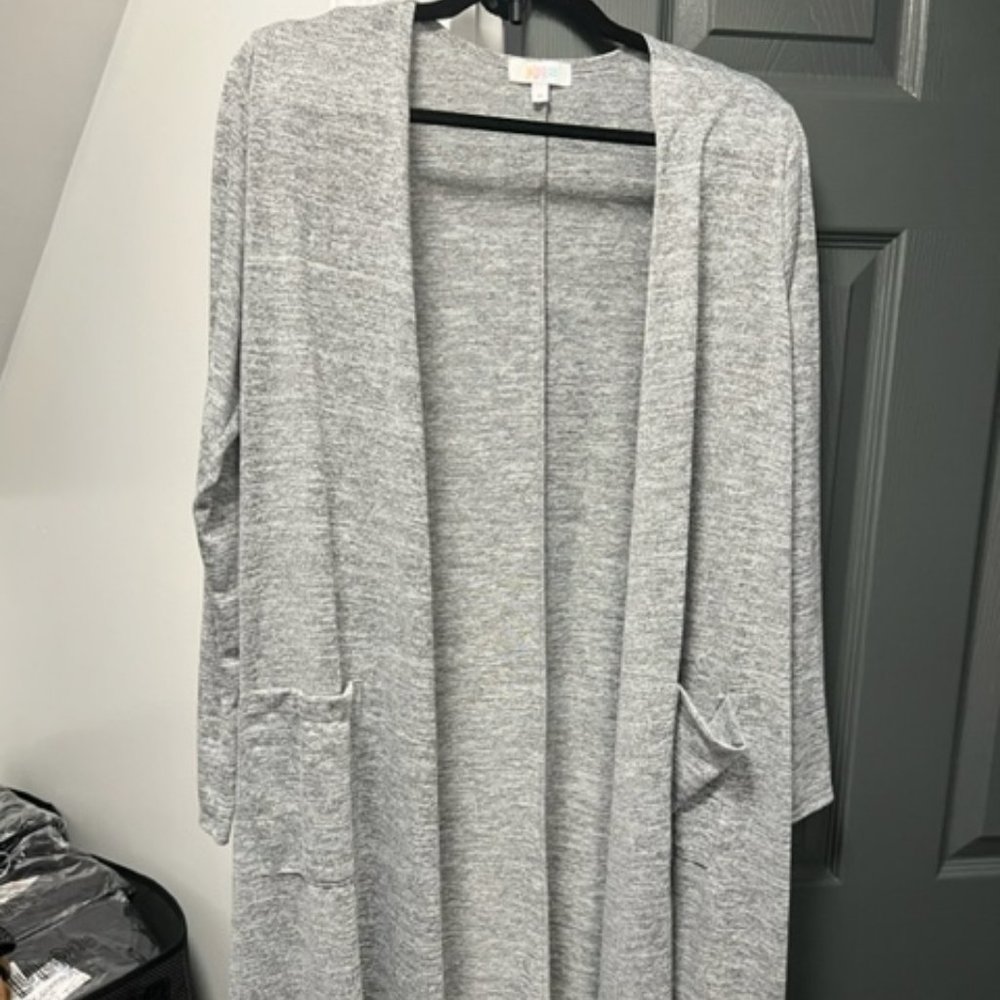 LuLaRoe Women's Sarah Side Pockets Solid Lightweight Long Cardigan M
